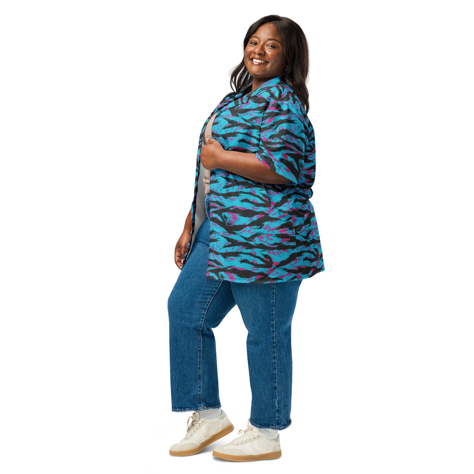American Miami Vice Tiger Stripe CAMO Unisex Short-Sleeve Button Shirt