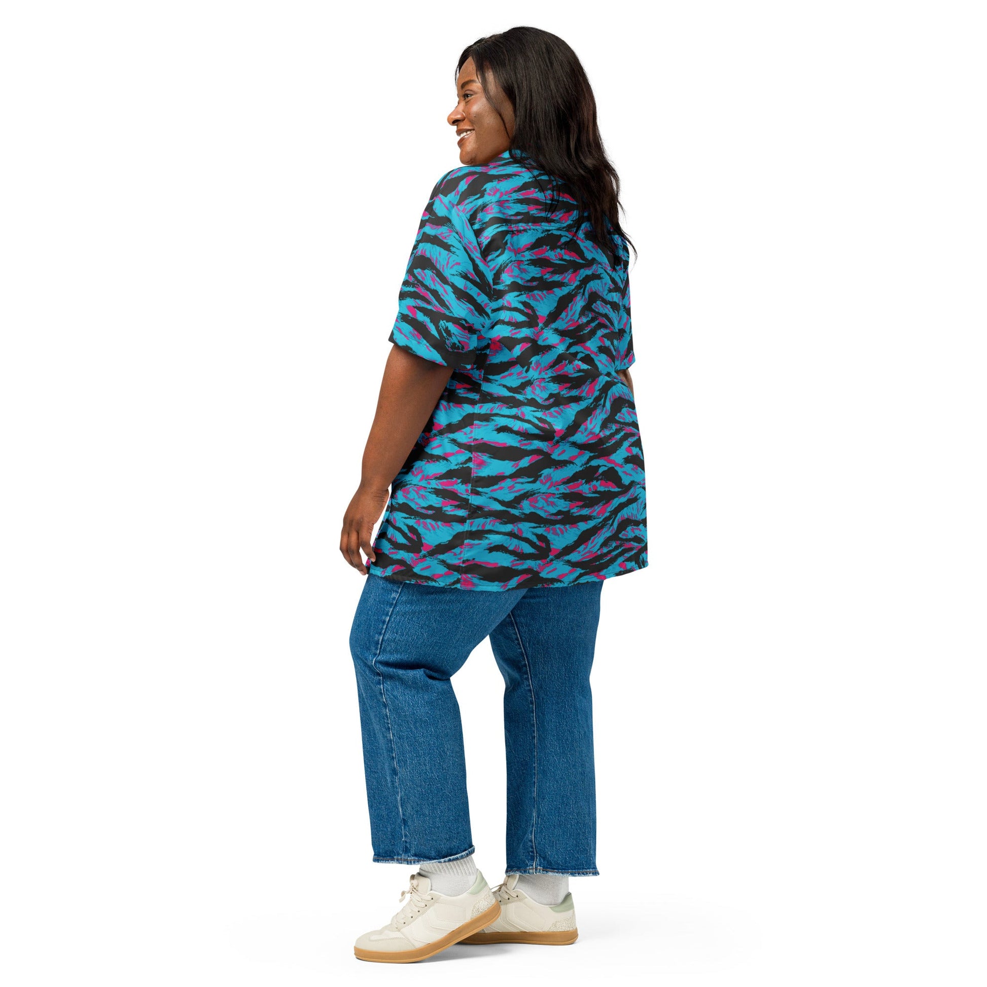 American Miami Vice Tiger Stripe CAMO Unisex Short-Sleeve Button Shirt