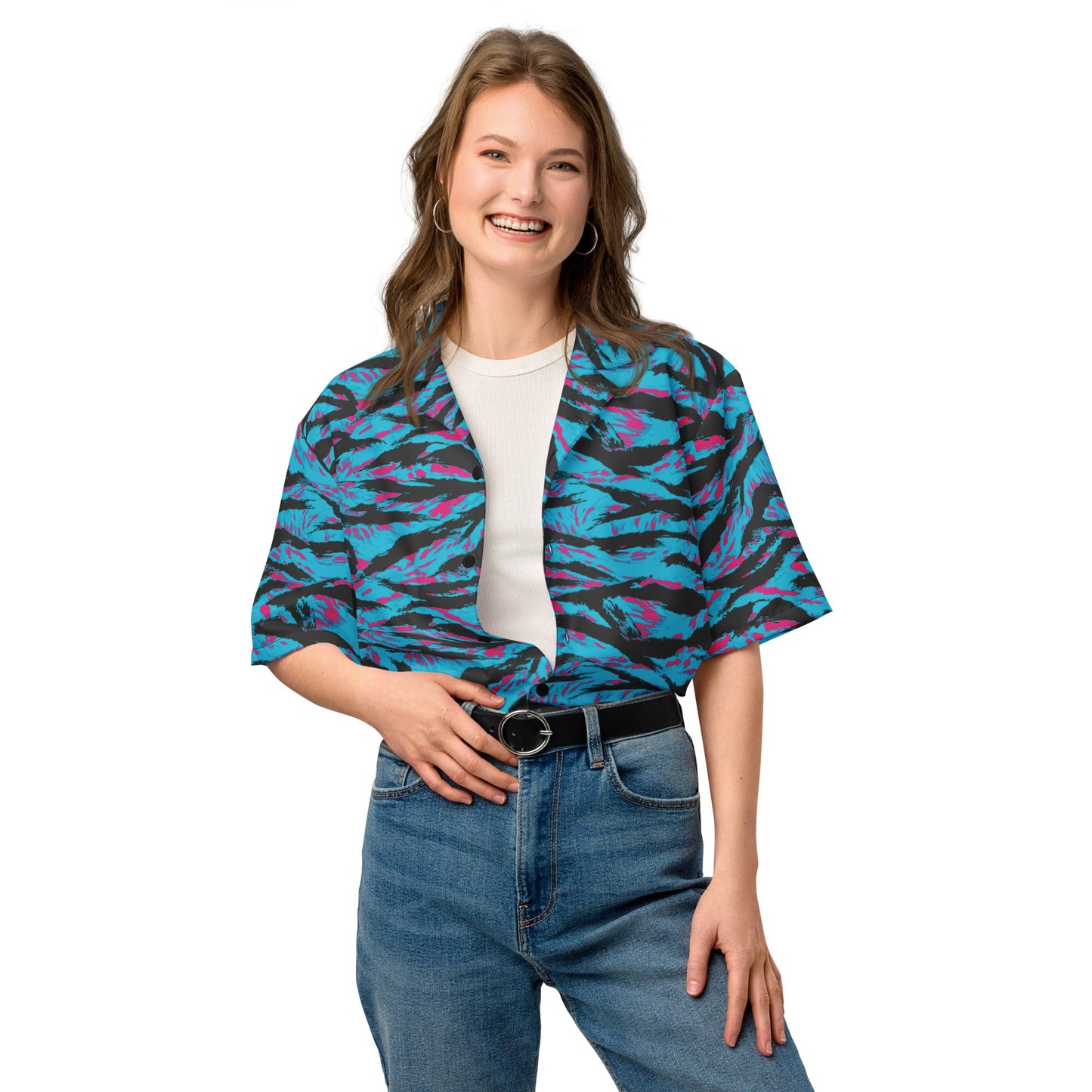 American Miami Vice Tiger Stripe CAMO Unisex Short-Sleeve Button Shirt