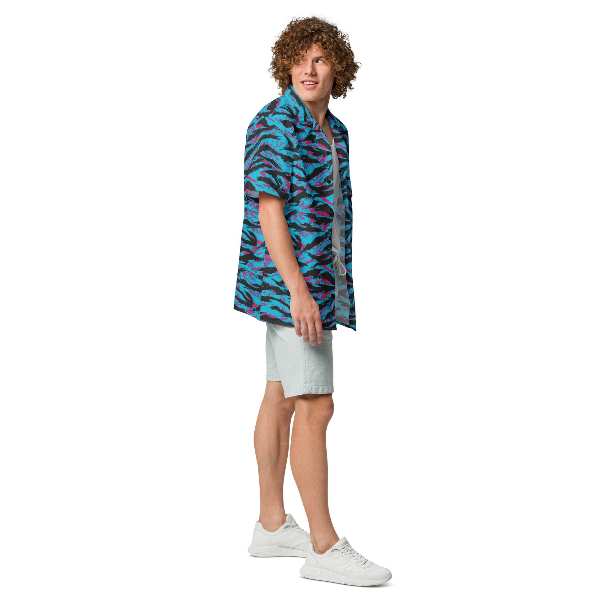 American Miami Vice Tiger Stripe CAMO Unisex Short-Sleeve Button Shirt