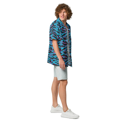 American Miami Vice Tiger Stripe CAMO Unisex Short-Sleeve Button Shirt