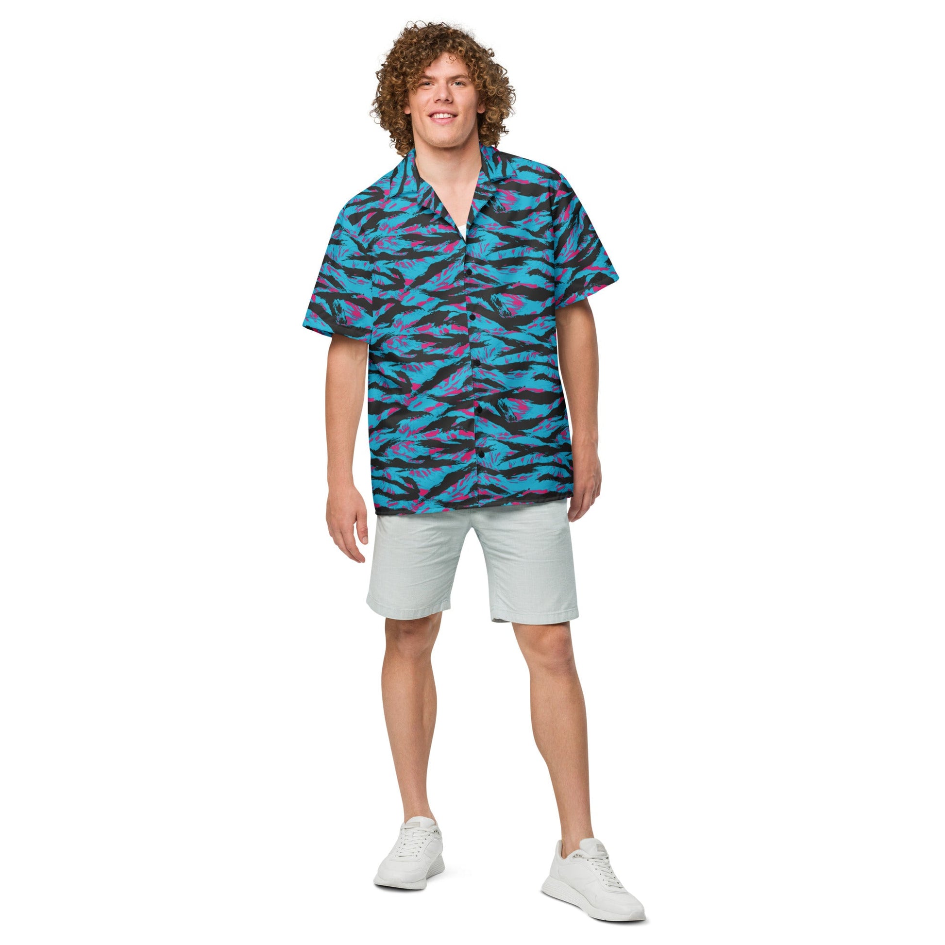 American Miami Vice Tiger Stripe CAMO Unisex Short-Sleeve Button Shirt