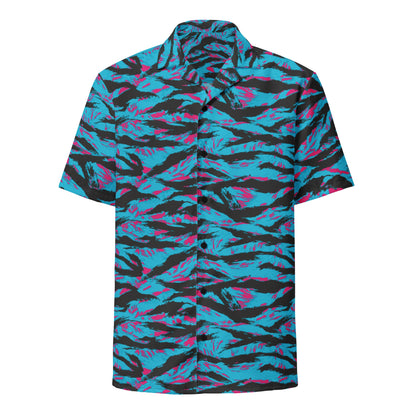 American Miami Vice Tiger Stripe CAMO Unisex Short-Sleeve Button Shirt
