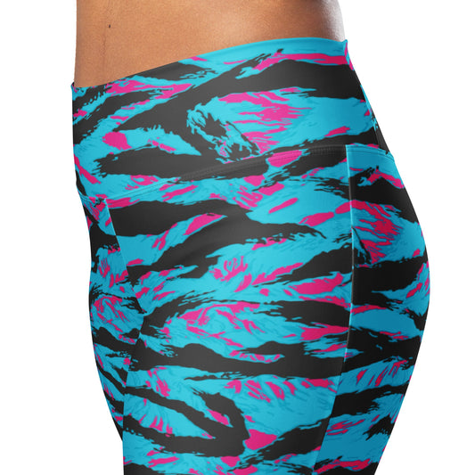 American Miami Vice Tiger Stripe CAMO Womens Flare Leggings