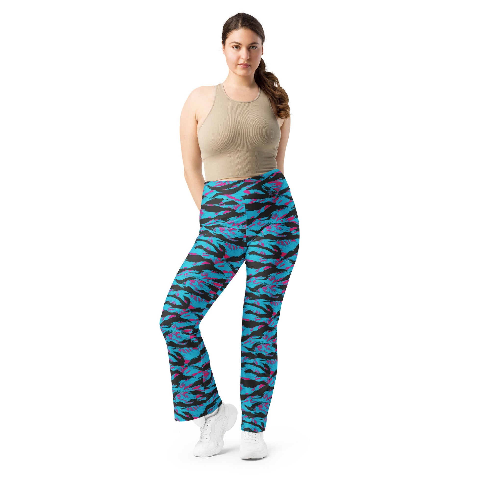 American Miami Vice Tiger Stripe CAMO Womens Flare Leggings