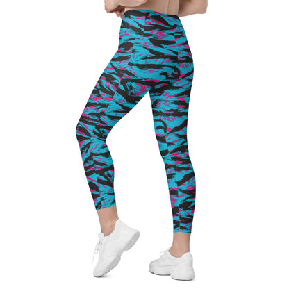 American Miami Vice Tiger Stripe CAMO Womens Leggings with Pockets