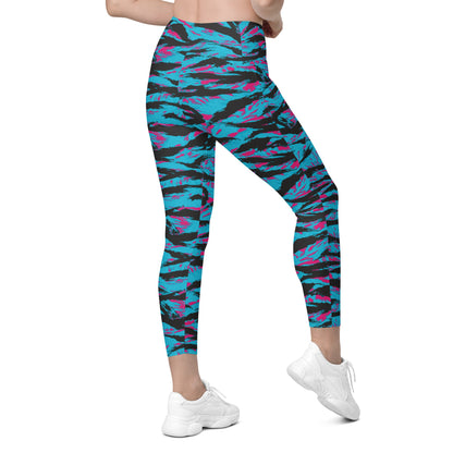 American Miami Vice Tiger Stripe CAMO Womens Leggings with Pockets