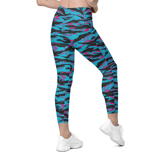 American Miami Vice Tiger Stripe CAMO Womens Leggings with Pockets