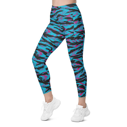American Miami Vice Tiger Stripe CAMO Womens Leggings with Pockets