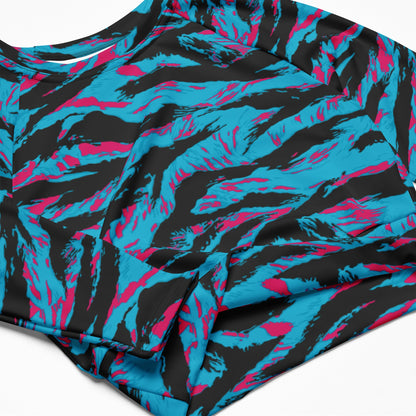 American Miami Vice Tiger Stripe CAMO Womens Long-Sleeve Crop Top