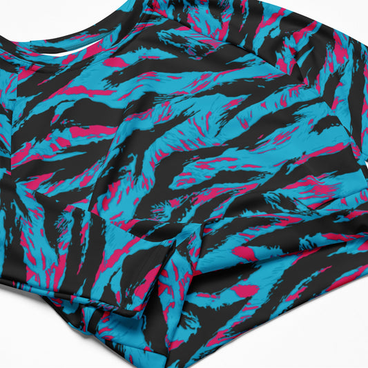 American Miami Vice Tiger Stripe CAMO Womens Long-Sleeve Crop Top