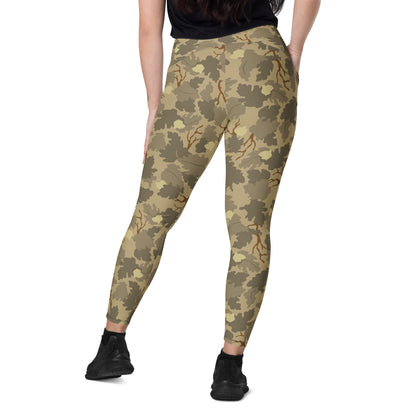 American Mitchell Wine Leaf Brown CAMO Leggings with pockets - Womens With Pockets