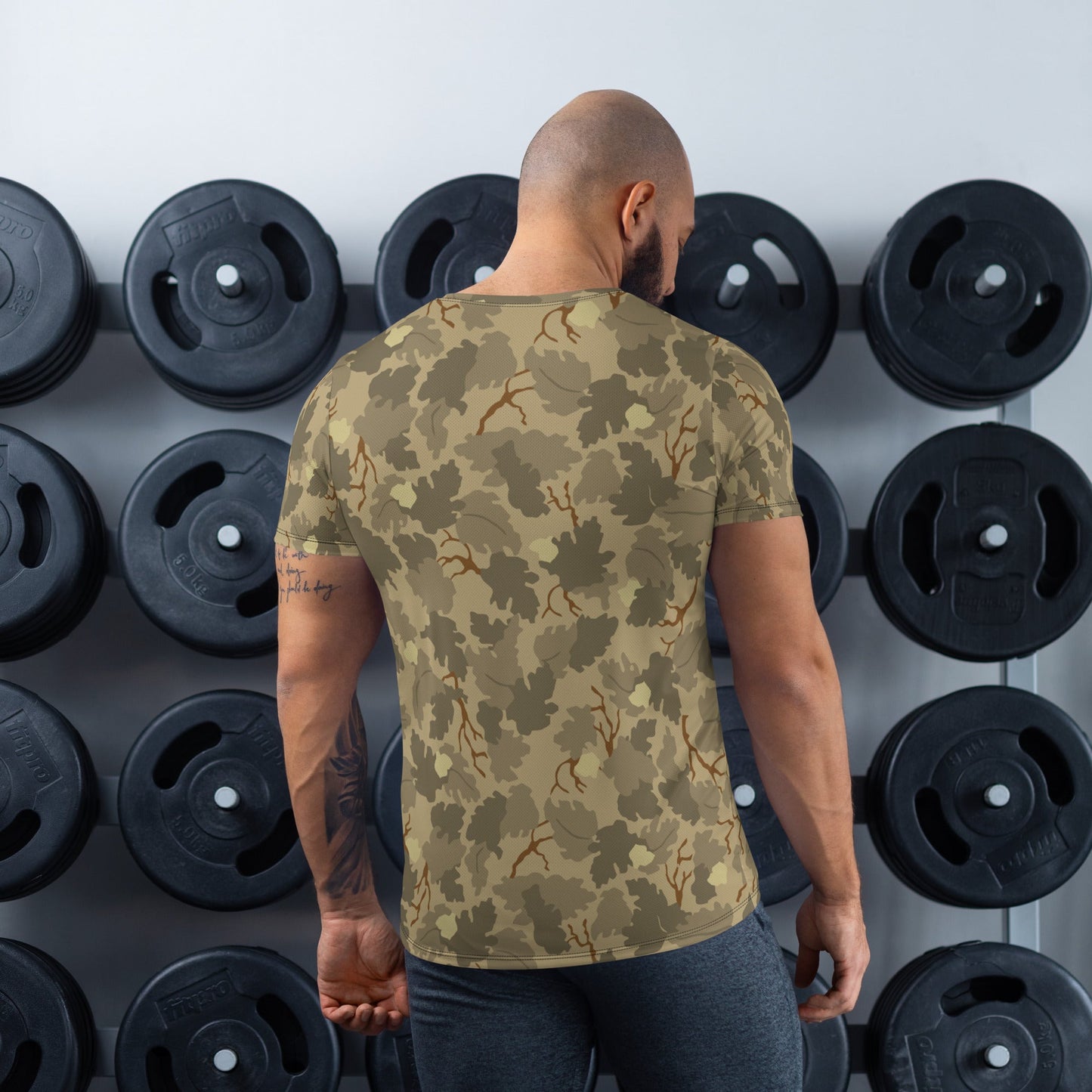 American Mitchell Wine Leaf Brown CAMO Mens Athletic T-Shirt