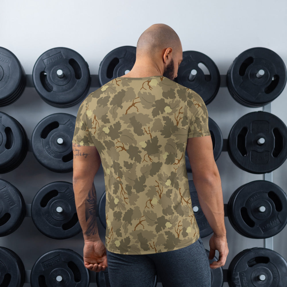 American Mitchell Wine Leaf Brown CAMO Men’s Athletic T-shirt - Mens T-Shirt