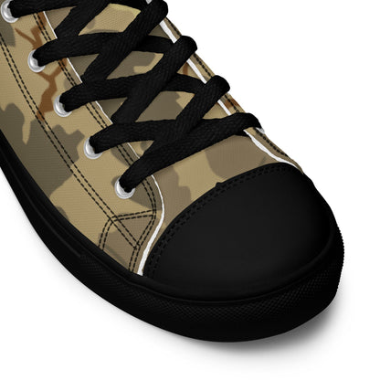 American Mitchell Wine Leaf Brown CAMO Men’s high top canvas shoes - Mens High Top Canvas Shoes