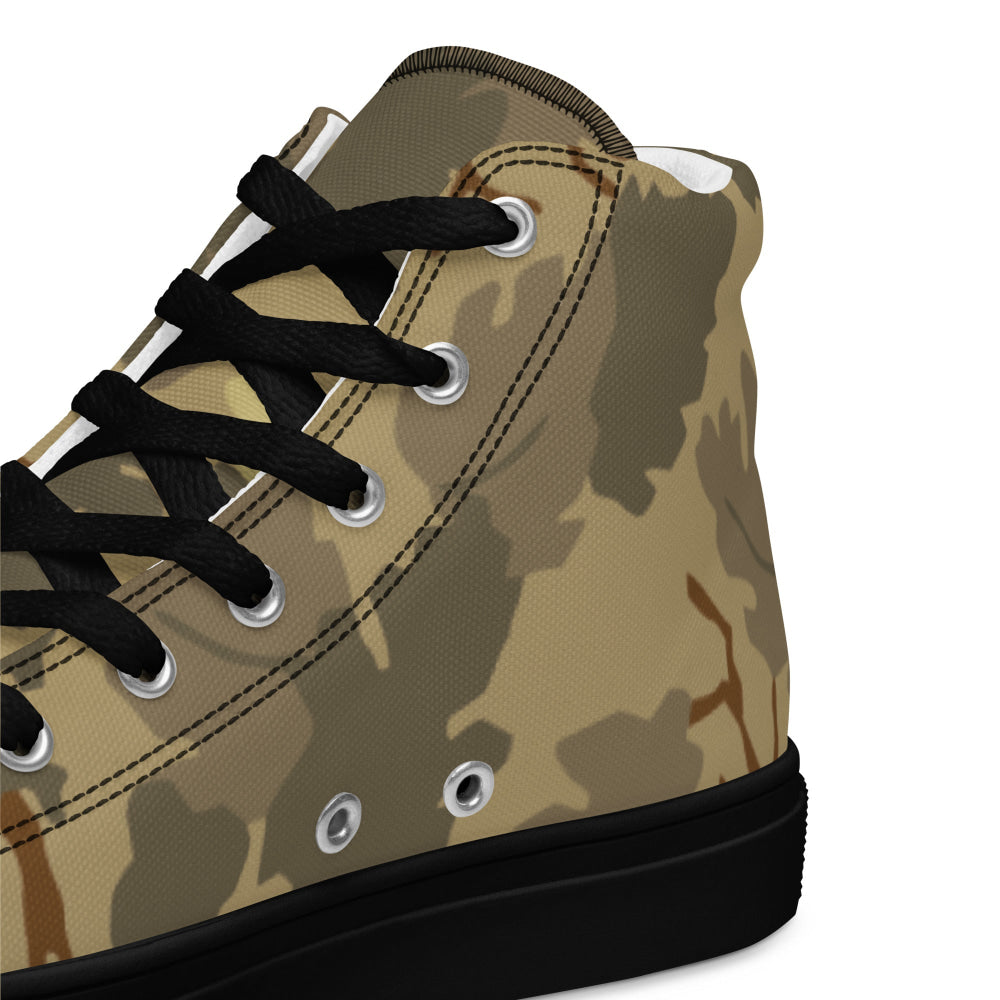 American Mitchell Wine Leaf Brown CAMO Men’s high top canvas shoes - Mens High Top Canvas Shoes