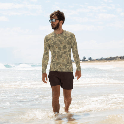American Mitchell Wine Leaf Brown CAMO Mens Long-sleeve Rash Guard - XS - Long-Sleeve