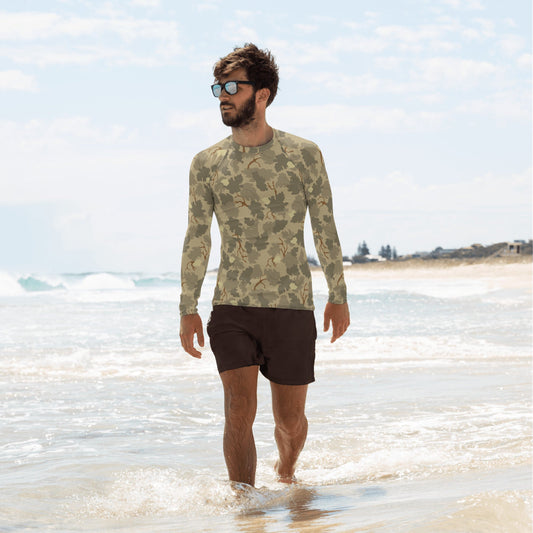 American Mitchell Wine Leaf Brown CAMO Men’s Rash Guard - XS - Mens