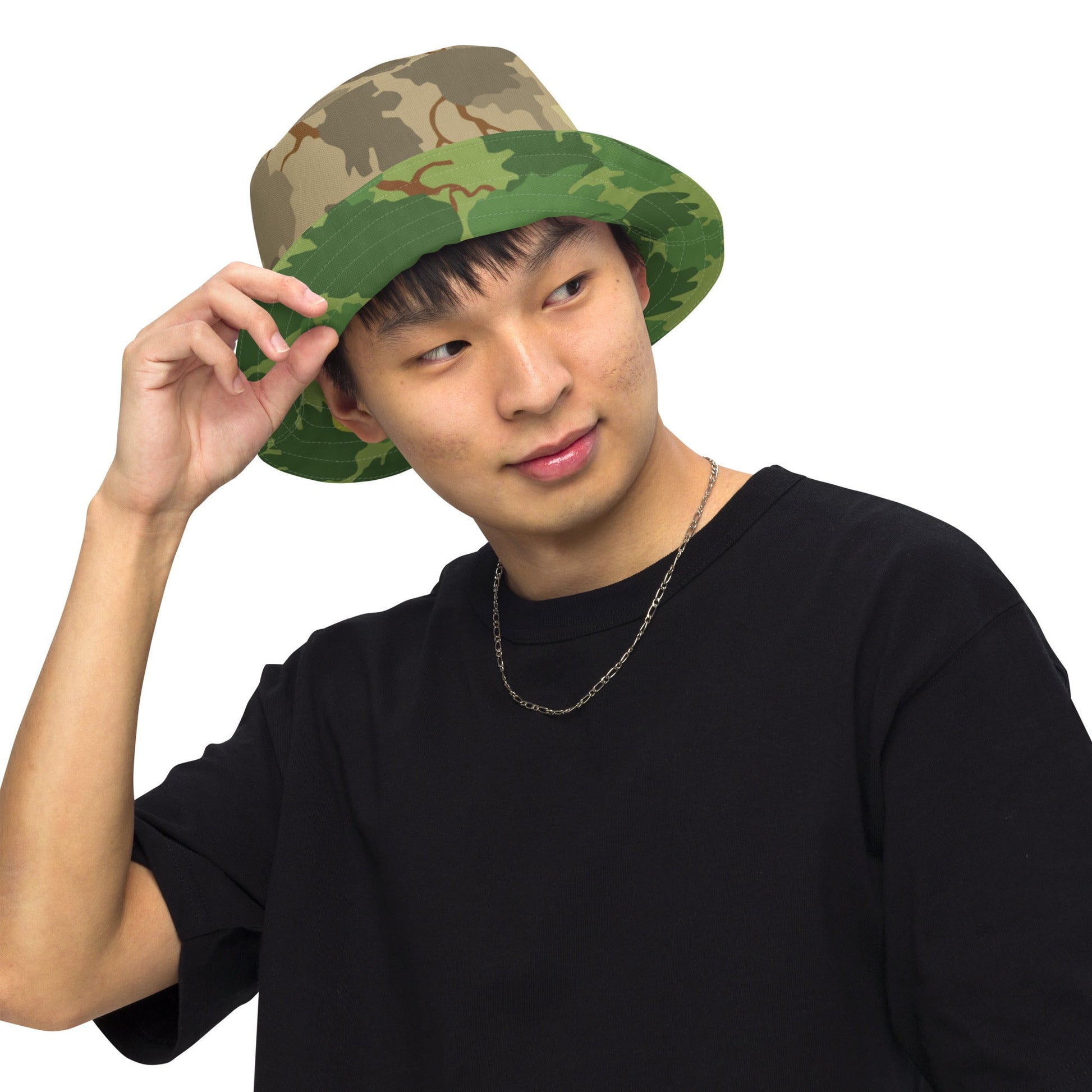 American Mitchell Wine Leaf Brown CAMO Reversible Bucket Hat - S/M