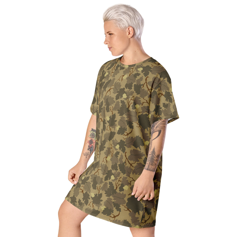 American Mitchell Wine Leaf Brown CAMO T-shirt dress - Womens T-Shirt Dress