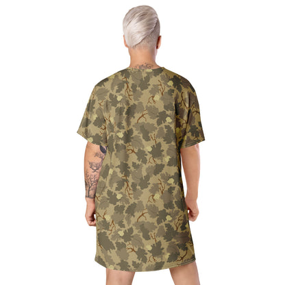 American Mitchell Wine Leaf Brown CAMO T-shirt dress - Womens T-Shirt Dress