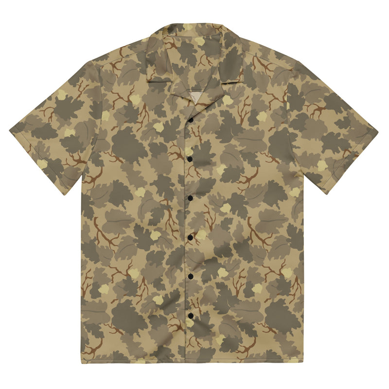 Mitchell Vine Leaf Brown CAMO Unisex Short-Sleeve Button Shirt - 2XS - Button-Up