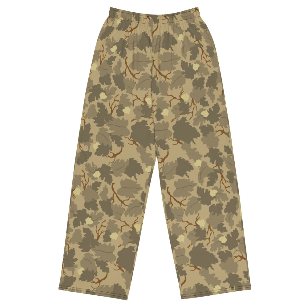 American Mitchell Wine Leaf Brown CAMO unisex wide-leg pants - 2XS - Unisex Wide-Leg Pants