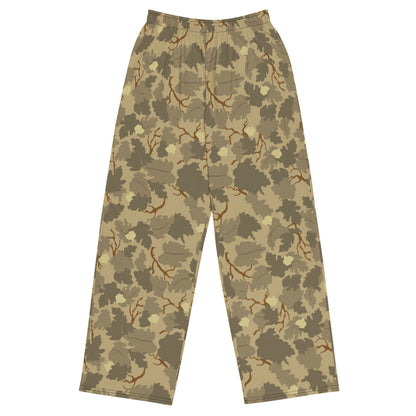 American Mitchell Wine Leaf Brown CAMO unisex wide-leg pants - 2XS - Unisex Wide-Leg Pants