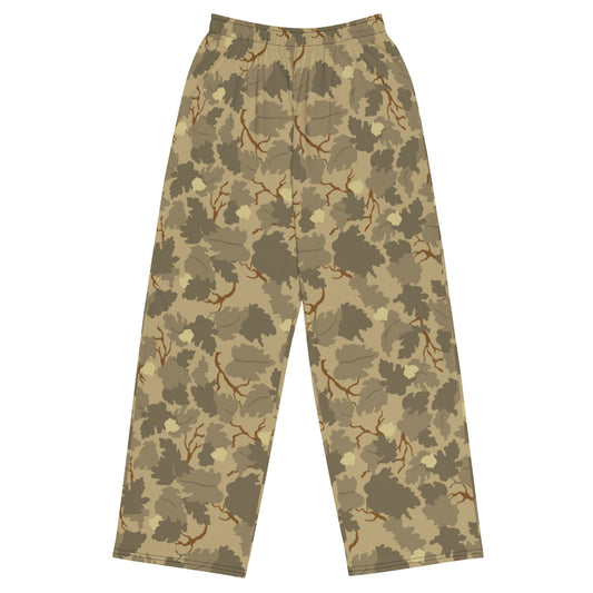 American Mitchell Wine Leaf Brown CAMO unisex wide-leg pants - 2XS - Unisex Wide-Leg Pants