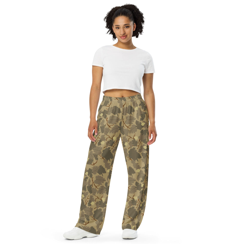 American Mitchell Wine Leaf Brown CAMO unisex wide-leg pants - Unisex Wide-Leg Pants