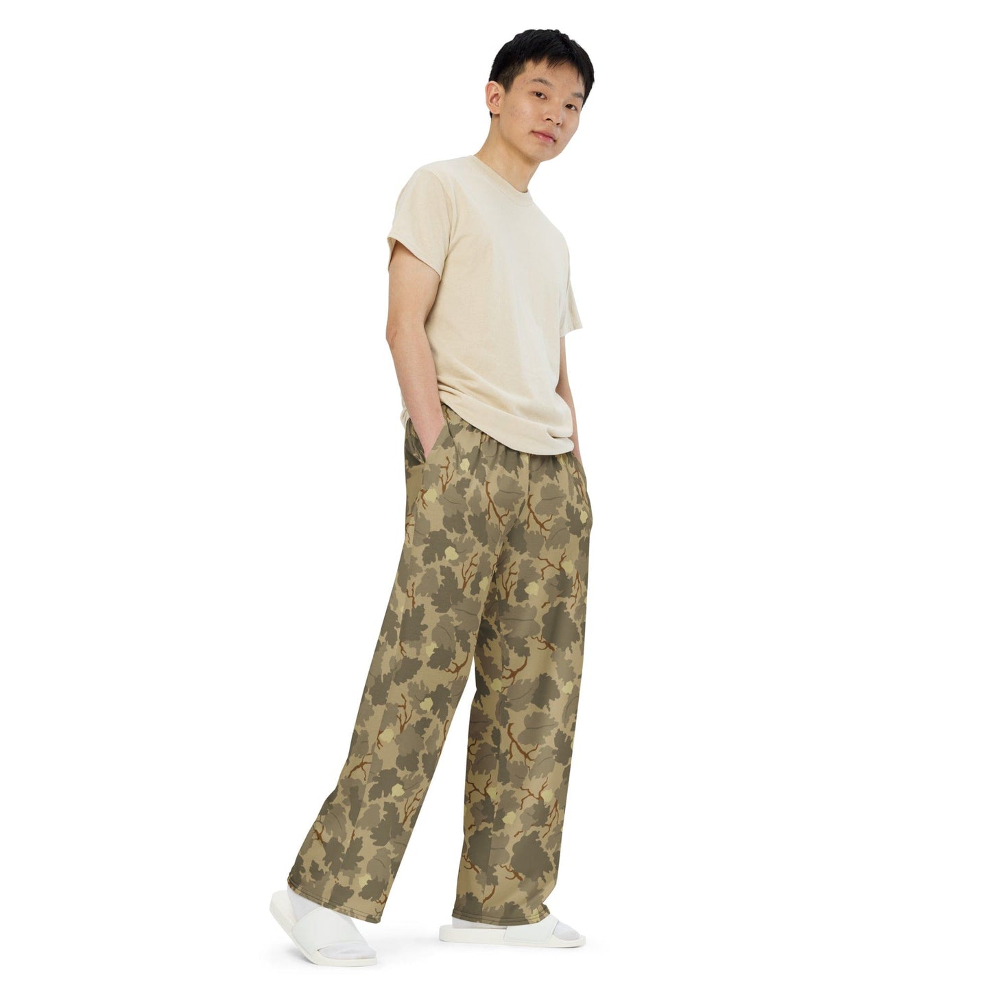 American Mitchell Wine Leaf Brown CAMO unisex wide-leg pants - Unisex Wide-Leg Pants