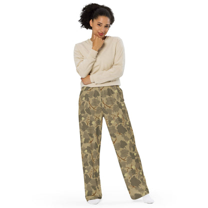 American Mitchell Wine Leaf Brown CAMO unisex wide-leg pants - Unisex Wide-Leg Pants