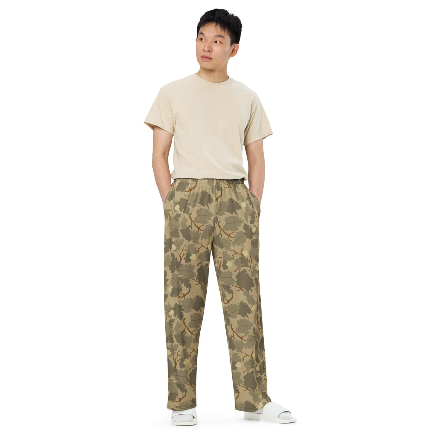 American Mitchell Wine Leaf Brown CAMO unisex wide-leg pants - Unisex Wide-Leg Pants