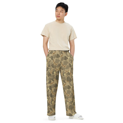 American Mitchell Wine Leaf Brown CAMO unisex wide-leg pants - Unisex Wide-Leg Pants