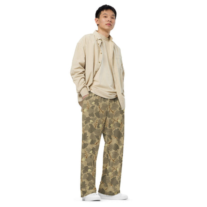 American Mitchell Wine Leaf Brown CAMO unisex wide-leg pants - Unisex Wide-Leg Pants