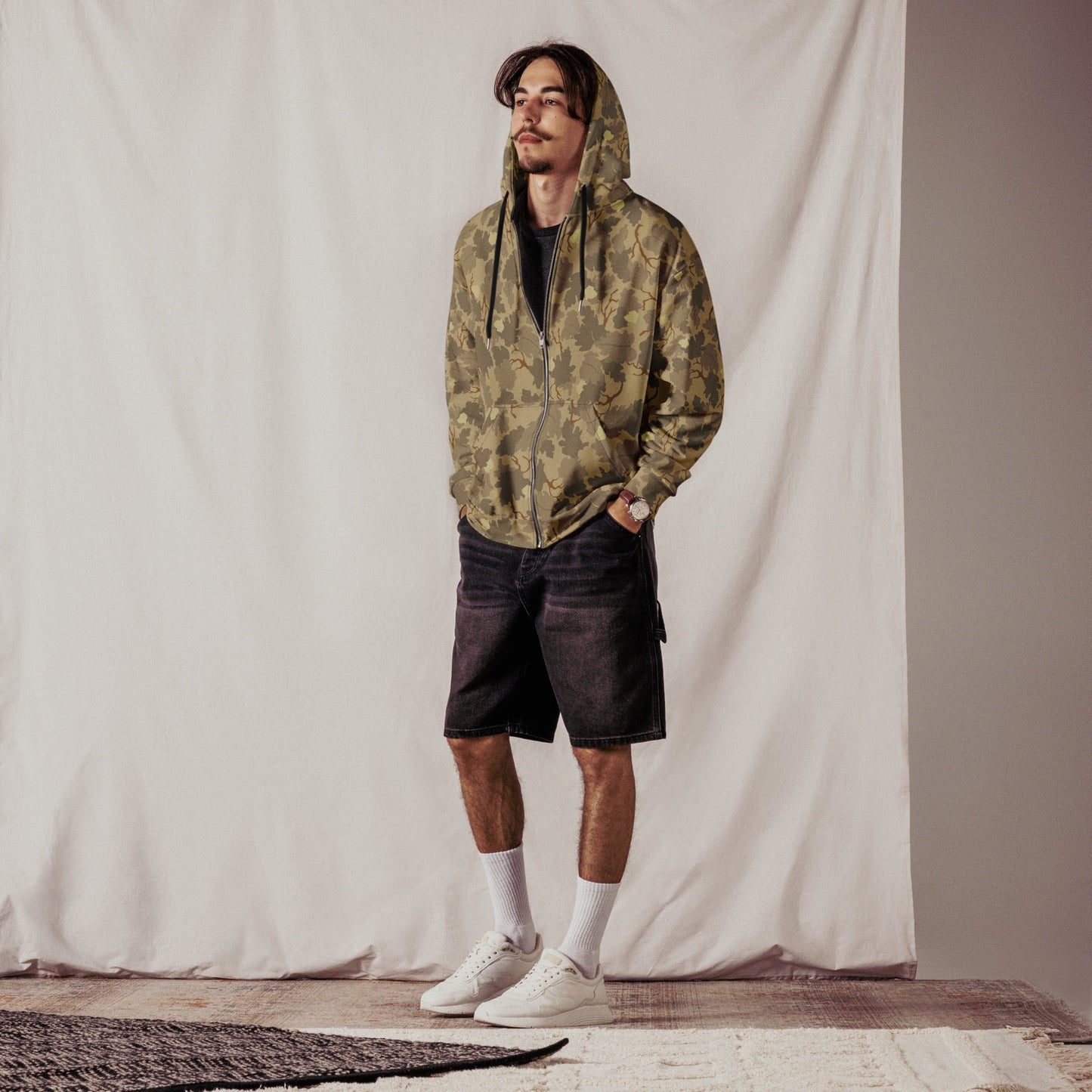 American Mitchell Wine Leaf Brown CAMO Unisex Zip Hoodie