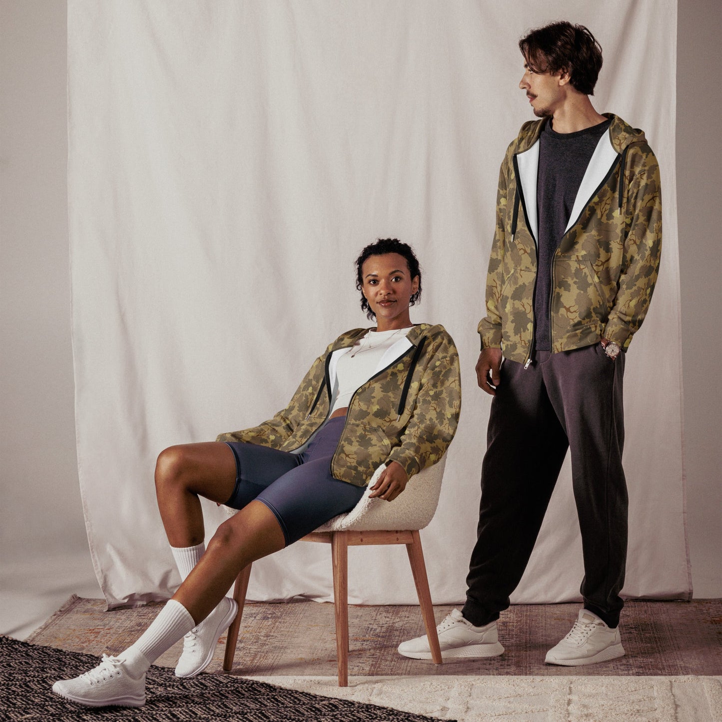 American Mitchell Wine Leaf Brown CAMO Unisex Zip Hoodie