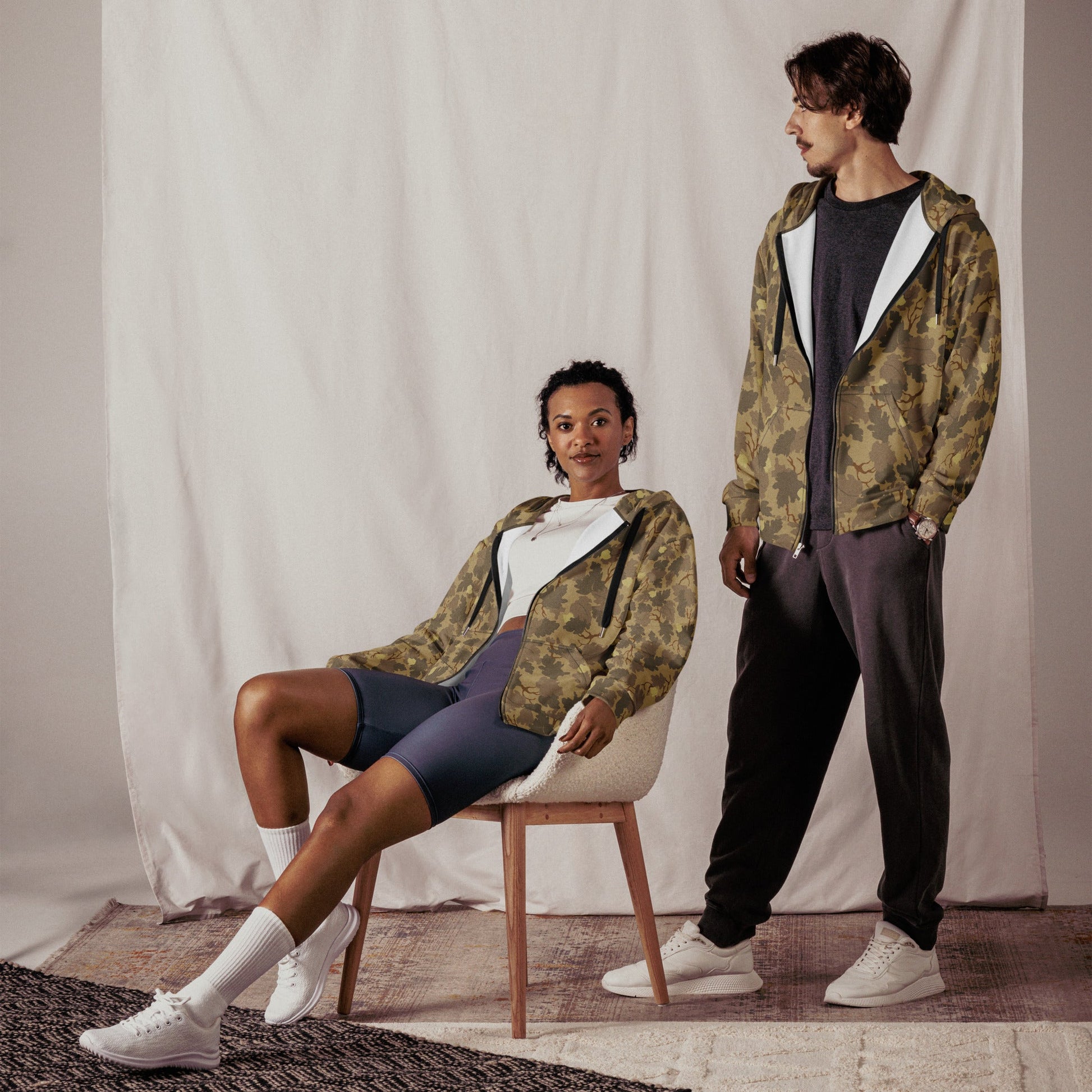 American Mitchell Wine Leaf Brown CAMO Unisex Zip Hoodie