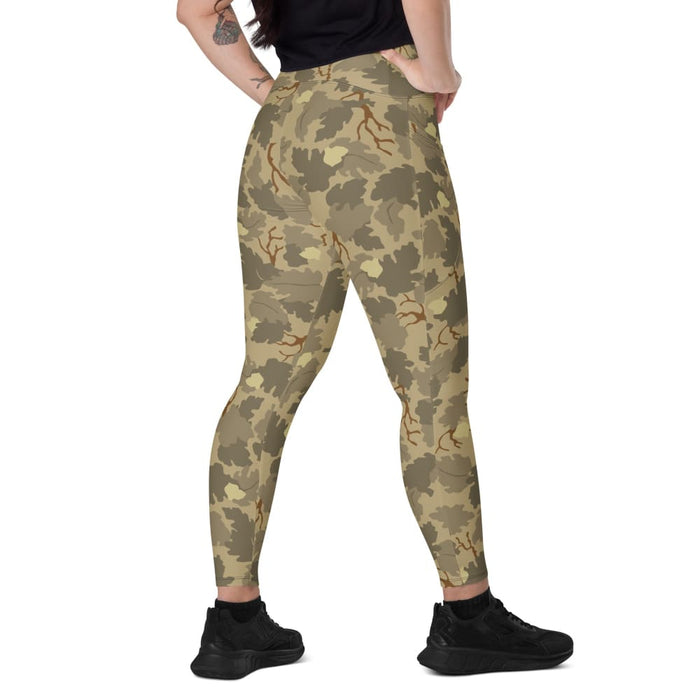 American Mitchell Wine Leaf Brown CAMO Women’s Leggings with pockets - 2XS