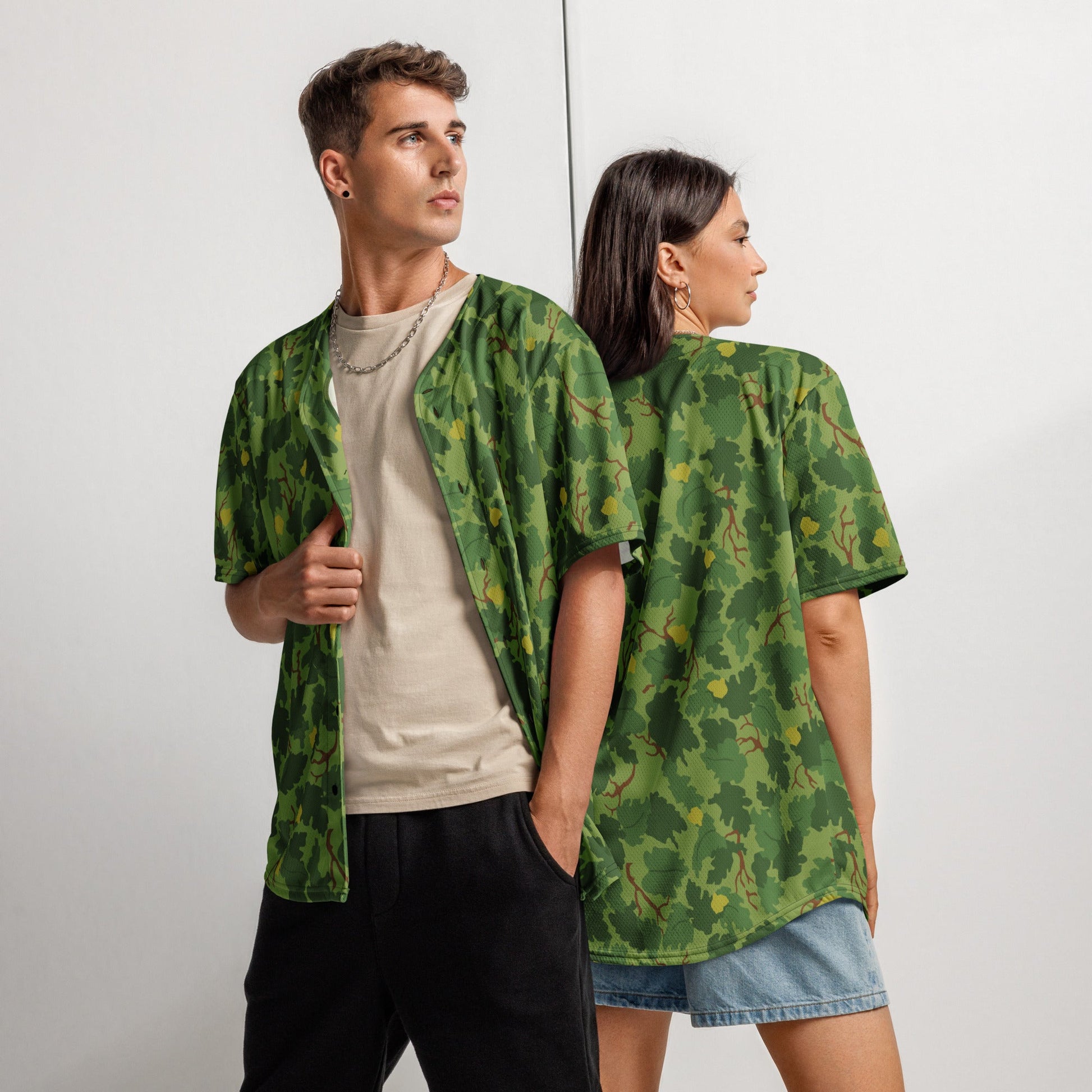 American Mitchell Wine Leaf Green CAMO baseball jersey - 2XS - Baseball Jerseys