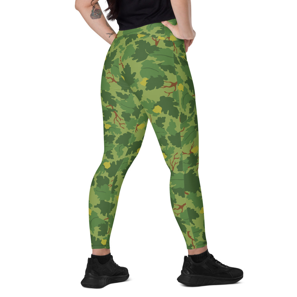 American Mitchell Wine Leaf Green CAMO Leggings with pockets - 2XS - Womens With Pockets