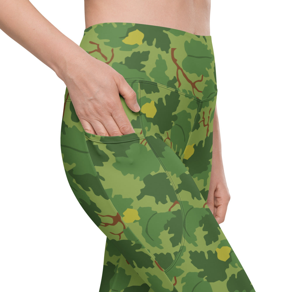 American Mitchell Wine Leaf Green CAMO Leggings with pockets - Womens With Pockets