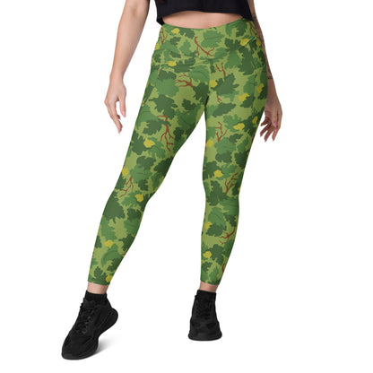 American Mitchell Wine Leaf Green CAMO Leggings with pockets - Womens With Pockets