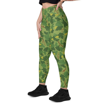 American Mitchell Wine Leaf Green CAMO Leggings with pockets - Womens With Pockets