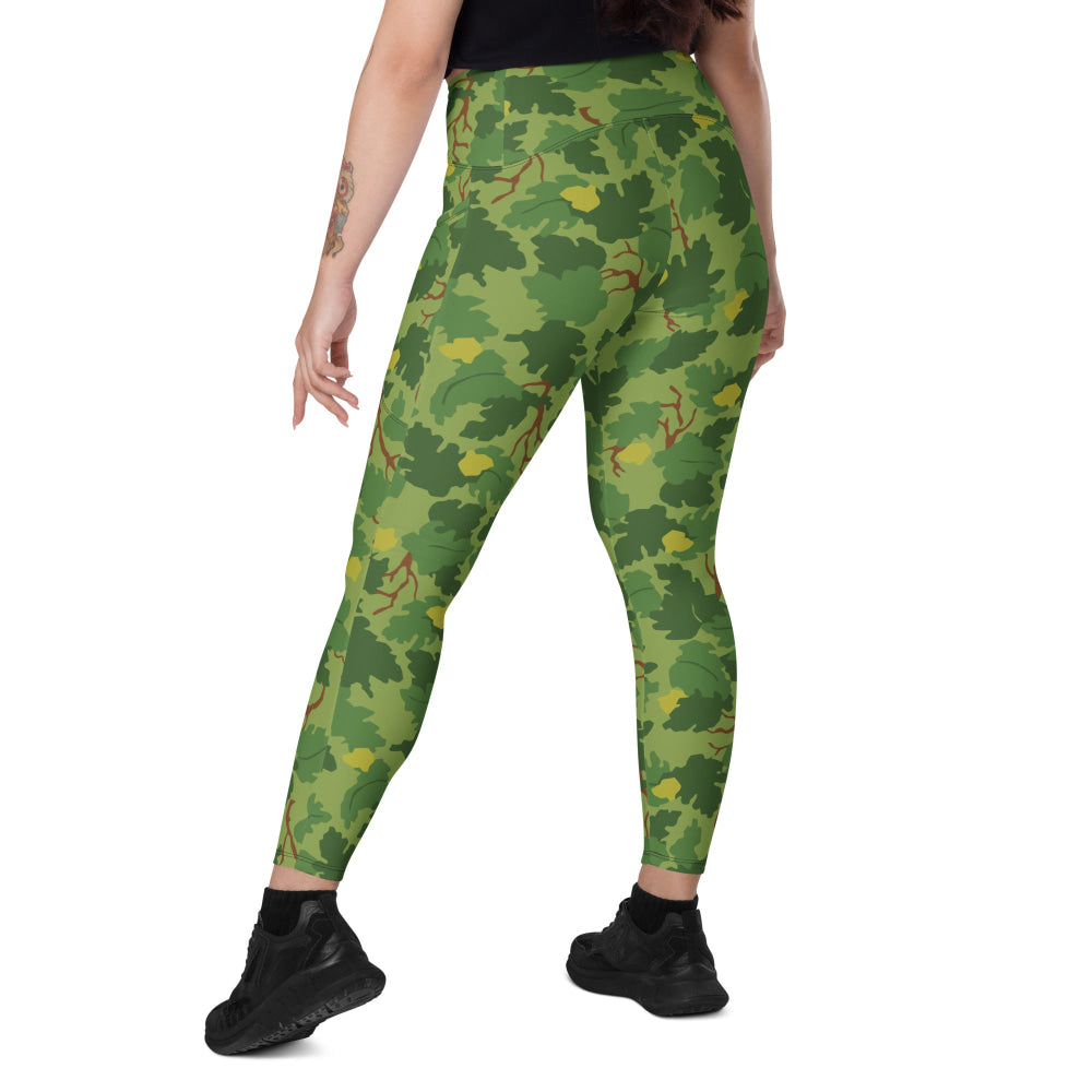 American Mitchell Wine Leaf Green CAMO Leggings with pockets - Womens With Pockets