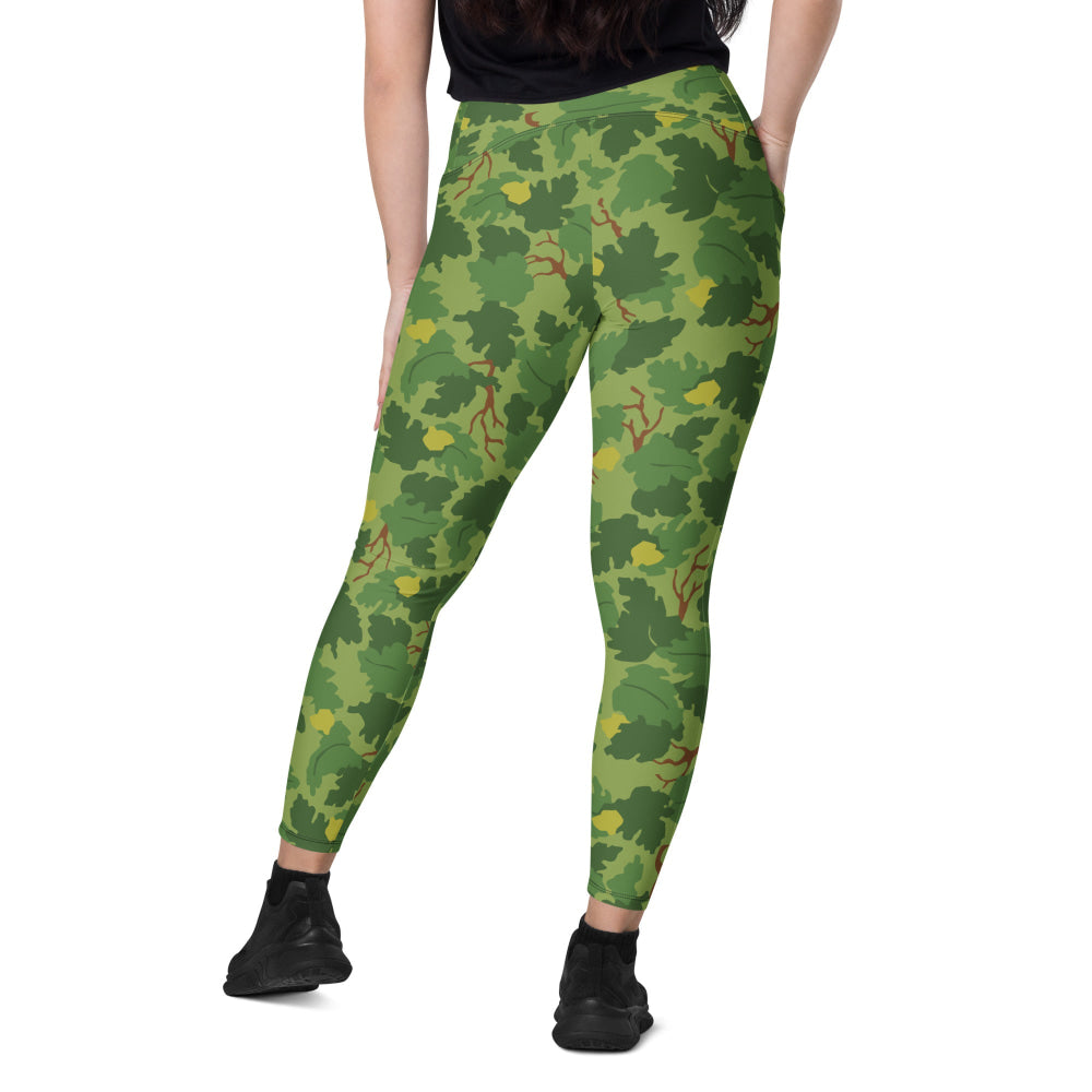 American Mitchell Wine Leaf Green CAMO Leggings with pockets - Womens With Pockets