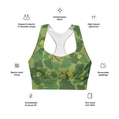 American Mitchell Wine Leaf Green CAMO Longline sports bra - Womens Sports Bra