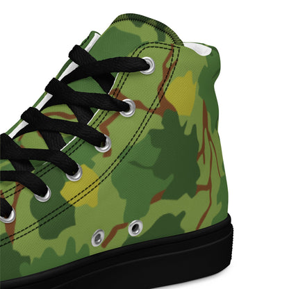 American Mitchell Wine Leaf Green CAMO Men’s high top canvas shoes - Mens High Top Canvas Shoes