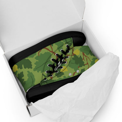 American Mitchell Wine Leaf Green CAMO Men’s high top canvas shoes - Mens High Top Canvas Shoes