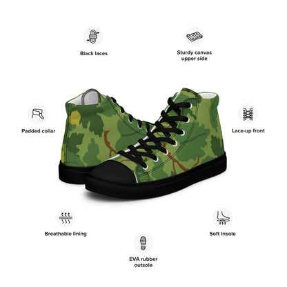 American Mitchell Wine Leaf Green CAMO Men’s high top canvas shoes - Mens High Top Canvas Shoes